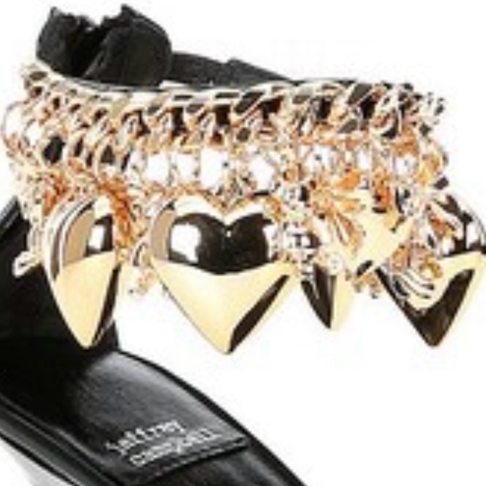 Jeffrey Campbell Black Patent Heels with Gold Accents ankle strap